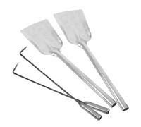 SECFOU Ensemble de 4 Accessoires pour Cheminée en Fer Argenté, Design Ergonomique, Comprenant Pelle à Cendres et Tisonnier, pour Appartement Moderne et Extérieur