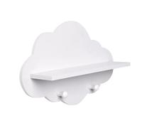 SECFOU Étagère de Rangement de Nuage pour Porche et Chambre avec Patères Pratiques en Bois Plastique Blanc pour Organisation sans Perçage