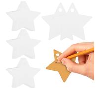 SECFOU Étiquettes pour Décorations de Fêtes 200 en Papier Blanc D'étoile 6x6 Cm avec Trous Pré-percés et Emballages Présents Réutilisables