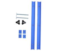 SECFOU Kit de Glissière de Scie Circulaire en Aluminium Bleu, Réglage | Rails Modulaires avec Rainure T Précise, Butées M8 et Boutons Étoile, pour Coupes D’onglet