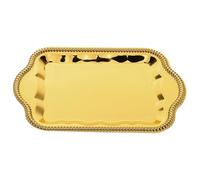 SECFOU Plateau Gâteau Rectangulaire en Fer Doré Style Royal pour Desserts | Finition Miroir, Usage Buffet et Photographie, Style Vintage Élégant pour Présentations Raffinées