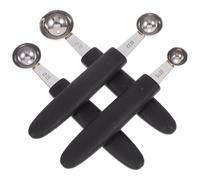 SECFOU Set de 4 Cuillères à Glace en Acier Inoxydable et Plastique, Faciles à Nettoyer, Poignées Ergonomiques, pour Fruits et Crème Glacée, Diamètre Varié 15-30 Mm
