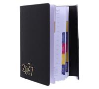 SECFOU Suivi Quotidien Avec Blocage, Planification Mensuelle Des Et Un Carnet, Agenda Noir, Organiseur Noir, Cahier D'École À Trois Volets Pour Réunions, Productivité,