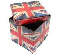 SECFOU Tabouret Motif Drapeau Britannique de Rangement Rectangulaire Pliant | Grosse Capacité, Panneau de Densité et Tissu Non Tissé, Usage Maison ou Chambre D’garçon et Filles