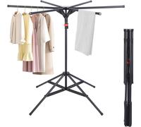 Sèche-linge à linge autoportant - Étagère à linge en forme de cerf-volant - Pour sécher les vêtements - 6 bras extensibles - 170 cm de hauteur - Noir