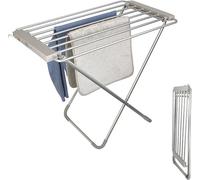Sèche-linge électrique à 8 barres - Sèche-serviettes électrique - Porte-serviettes - Praktik - 95 x 63 x 74 cm - Aluminium brossé