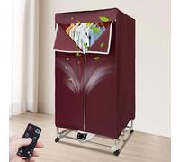 Sèche-linge électrique, étendoir à linge, armoire de séchage avec roues universelles, séchoir à linge à 5 niveaux avec chauffage, séchoir à linge avec 3 niveaux de vitesse, télécommande, réglage de la