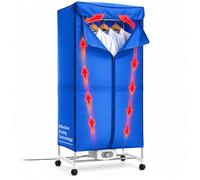 Sèche-Linge électrique Portable - Séchoir à Air Chaud - Penderie Chauffante Double Hauteur 15 Kg - Stérilisation Anti-bactérien - Minuterie - 1200W