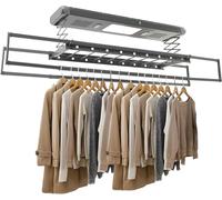 Sèche-linge électrique - Sèche-linge à suspendre au plafond - Pour sécher le linge - Avec ventilateur - 130-215 cm - Gris