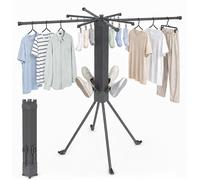 Sèche-linge pliable en acier inoxydable, avec pinces à chaussettes et supports à chaussures