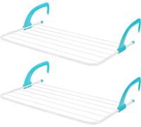 Sèche-linge pour radiateur - Sèche-linge à suspendre - Pour sécher le linge - Bras réglables - 68 x 39 cm - Blanc turquoise