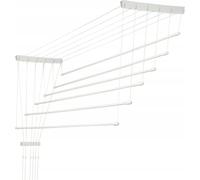 Sèche-linge suspendu au plafond - Séchoir à linge suspendu - 6 barres - 150 cm - Pour salle de bain - Robuste et durable