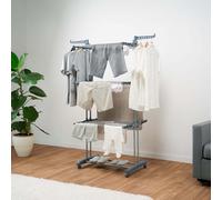 InnovaGoods® Corde à Linge Verticale Pliante, 3 Niveaux, 24 Barres, 36 Crochets supplémentaires, jusqu'à 40 kg, roulettes pivotantes à 360° et Verrouillage, intérieur/extérieur, Robuste, compacte