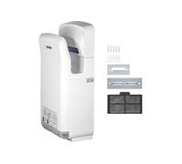 VEVOR Sèche-mains 2000W Sèche-mains électrique commercial Filtre HEPA Sèche-mains mural Moteur à balais de charbon Sèche-mains Blanc Vitesse d'air 100m/s idéal pour les aéroports Bureaux Centres comme