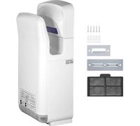 Sèche-mains automatique double face 2000 W, matériau robuste, blanc