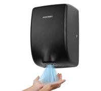 Sèche-mains compact, 1350W, 216 km/h, séchage en 5 secondes, en acier inoxydable, couleur noire