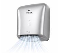 Sèche-mains électrique argenté mural - automatique à photocellule IP24 | Démarre seul par cellule - Plus de papier à jeter - Sanitaires publics et bureaux