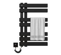 Seche Serviette Electrique, Chauffe Serviette Salle de Bain Intelligent pour Écran Tactile LED/APP/Haut-parleur WiFi la Commande Vocale, 450x720mm, Porte-serviettes électrique Noir-WIFI Black Left