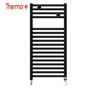 Sèche-serviettes eau chaude étroit raccordement sur les collecteurs 500W RIVA 4 Noir carbone - THERMOR 471616