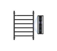 VEVOR Radiateur Sèche-Serviettes Électrique 6 Barres, Porte-Serviettes Chauffant Mural, Chauffe-Serviettes à Température Réglable, Étanche IPX5, avec Minuterie et Écran LED, Salle de Bain, Noir
