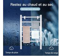Sèche-serviettes électrique argenté en aluminium avec 6 barres et fixation murale ou sur pied pour salle de bain et buanderie