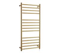 Sèche-serviettes électrique en or brossé, porte-serviettes chauffant en acier inoxydable pour salle de bain, chauffe-serviettes de bain à 14 barres mural, support de séchage de serviettes (à brancher