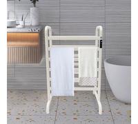 Sèche-serviettes - Électrique et sur pied - 180W - Aluminium brossé - Blanc - Pour salle de bain et spa