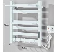 Sèche-serviettes électrique mural - Écran numérique - Économie d'énergie - Thermostat - Acier inoxydable - 58,5 x 55 cm - Blanc - 4858