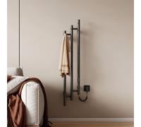 Sèche-serviettes électrique mural EMKE, contrôle via application Wi-Fi, programmation hebdomadaire, écran tactile LED, compact, modèle 3 tubes, dimensions 115x21,6 cm, 220W, couleur anthracite
