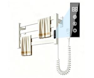 Sèche-Serviettes Électrique Petit Format,Radiateur Sèche Serviettes Blanc | Intelligentes Thermostat 30° to 70°,5 Éléments Chauffants,585 X 300 Mm Sèche Serviette Électrique Mural