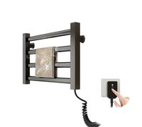 Sèche-Serviettes électrique Petit Format,Radiateur Sèche Serviettes (Noir) | Intelligentes Thermostat 55℃,80W Chauffe-Serviettes Sans Perçage Monté au Mur,45cm*30cm