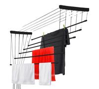 Séchoir à linge à suspendre au plafond, longueur 130 cm, tubes en acier, épaisseur 13 mm, capacité de charge 12 kg, usage intérieur/extérieur