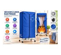 Séchoir à Linge Électrique Chauffant Penderie Séchage Intérieur Étendoir 2 Niveaux 15 kg 6 Barres Cintres Housse Minuterie