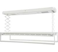 Séchoir à linge électrique - Fixation au plafond et au mur - Télécommande 30-50 m - Extensible - Capacité de charge 35 kg - Lampe stérilisante 30 min - Blanc