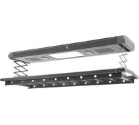 Séchoir à linge électrique - Séchoir mural et plafonnier - Éclairage LED - Télécommande - Extensible 130-215 × 52 cm - Abaissement 110 cm - Gris