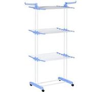 HOMCOM Séchoir à Linge étendoir Pliable Ailes latérales Utilisation intérieure et extérieure 73 x 64 x 172 cm 3 Niveaux Bleu