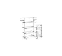 VOUNOT Séchoir à linge pliable avec roulettes - étendoir mobile 3 niveaux - ailes pliables - barre télescopique extensible