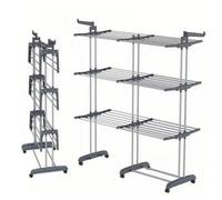 Séchoir à Linge Extensible Grande Tour de Séchage 3 Niveaux Pliable 40m d’Étendage Étendoir Vertical Gris Foncé