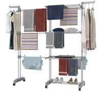 Séchoir à Linge Extensible Pliable Étendoir Mobile Grand Capacité - Bleu