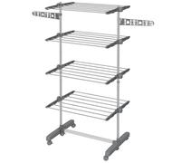 Séchoir à linge - HOMCOM - étendoir pliable ailes latérales intérieur extérieur 4 niveaux - acier - 142x55x172cm - gris