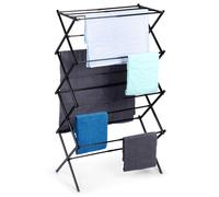 Séchoir à linge métallique extensible - VILDE - 43-75x37,5x139 cm - Noir - 14 barres de séchage - Capacité 10 kg