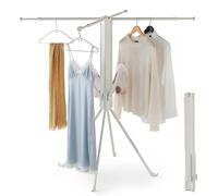 Séchoir à linge - Modèle sur trois pieds - Modèle standard - Pliable - Extensible - Acier au carbone - Peu encombrant - Intérieur/extérieur - Gris clair