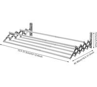 Séchoir à linge mural - Barre à linge télescopique - 7 barres - Pliable - Acier inoxydable 201 - Réglable de 12,5 à 31,5 et de 42 à 80 cm - Capacité de charge de 40 kg - Argent