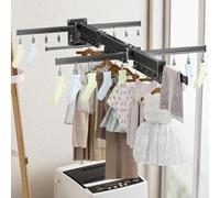 séchoir à linge mural de 124 cm Étagère de séchage extensible - Aluminium avec 20 clips