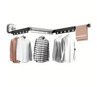 Séchoir à Linge Mural en Aluminium PYTHON 125cm XXL - Extensible et Pliable - Avec 15 Crochets et Emplacements pour Cintres - Ventouses Puissantes - Pour Balcon, Salle de Bain, Buanderie