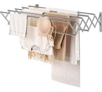 Séchoir à linge mural extensible 7 barres 42-80x59x19cm argenté
