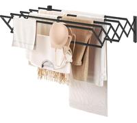 Séchoir à linge mural extensible 7 barres peu encombrant 42-80x59x19cm noir