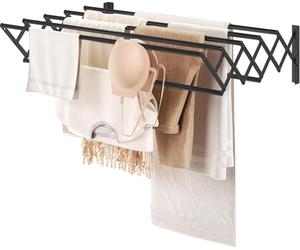 Séchoir à linge mural extensible 7 barres peu encombrant 42-80x59x19cm noir