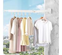 Séchoir à linge mural - Extensible et pliable - 1 pièce - Blanc - 90 cm
