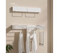 Séchoir à linge mural extensible, longueur de séchage 7,14 m, 100 x 50 cm, blanc
